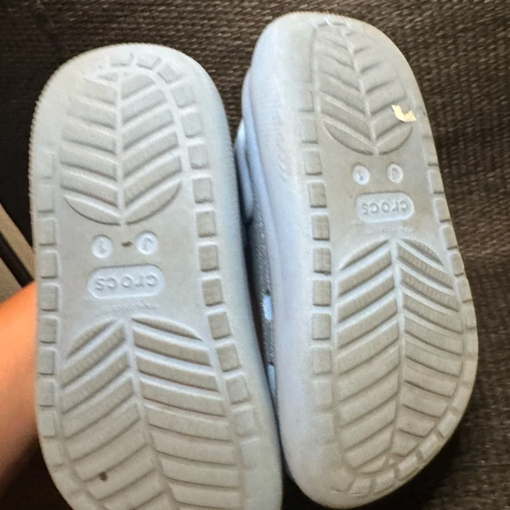 CROCS Baby Blue with Glitter and Platform Sole